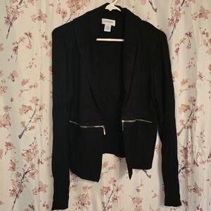 Black Carmen Blazer with Zipper Accents